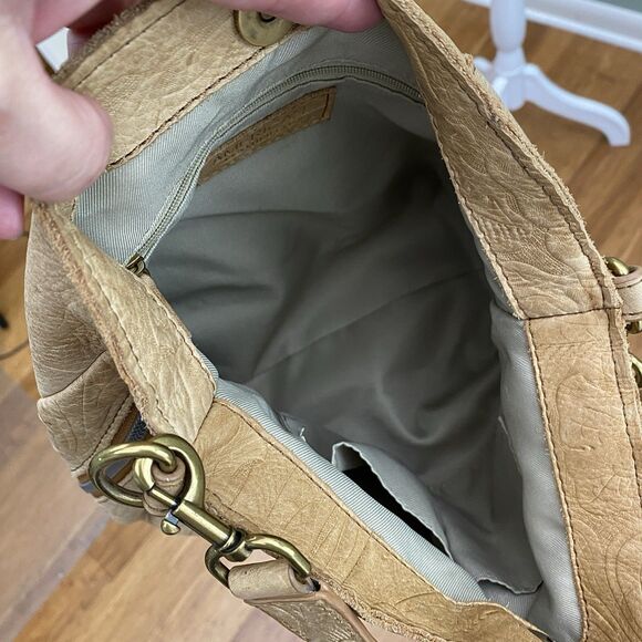 American Leather Co Tooled Leather Shoulder Bag Tan Buttery Soft Medium - Picture 8 of 15